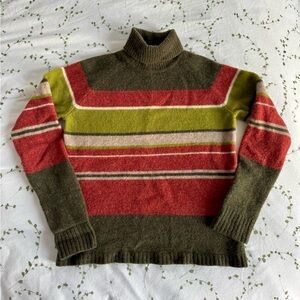 Vintage Striped Lambswool Turtleneck Sweater